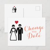Bruid en Bruidegom Wijzig de Datum Aankondigingskaart (Voorkant / Achterkant)