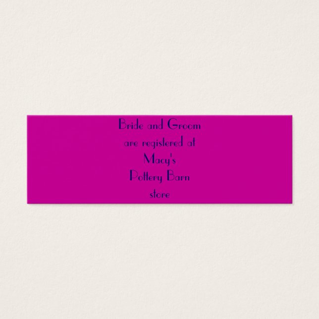 Bruid en bruidegom zijn geregistreerd op... mini visitekaartjes (Voorkant)