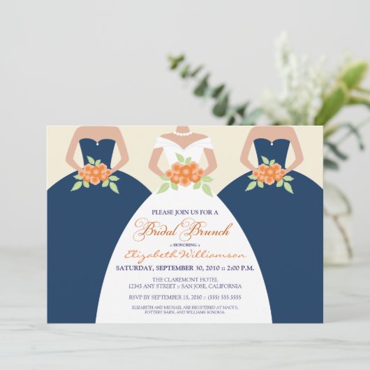 Bruid en bruidsmeisjes Bruids Brunch Uitnodigen (m Kaart (Staand voorkant)