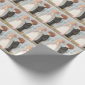 bruid en bruin op het strand cadeaupapier (Hoek)