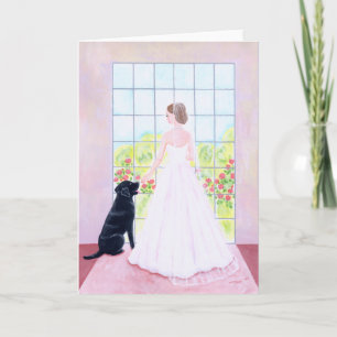 Bruid en haar Zwarte Labrador Schilderij Kaart