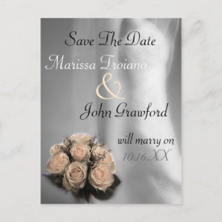 Bruid en Rozen Save The Date Aankondiging Ansichtk