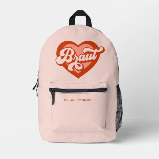 Bruid En Team Bruid Bachelorette Retro Hart Bedrukte Rugzak (Voorkant)