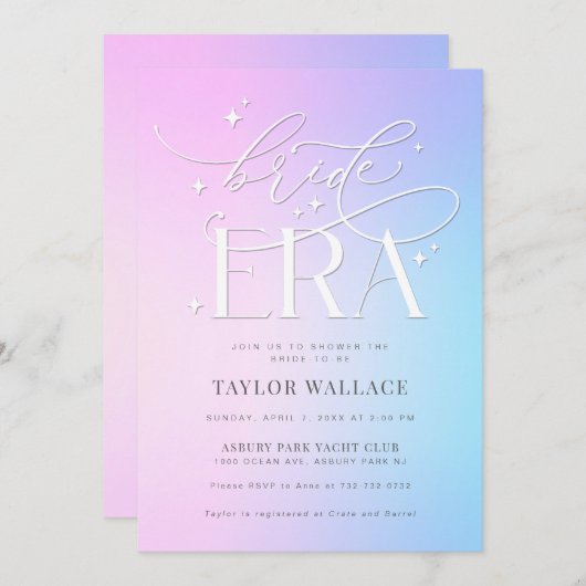 bruid era bruids douche uitnodiging (Voorkant / Achterkant)