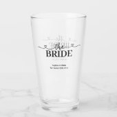 Bruid Fancy Script met Harten Bruiloft Glas (Achterkant)