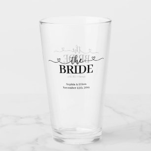 Bruid Fancy Script met Harten Bruiloft Glas