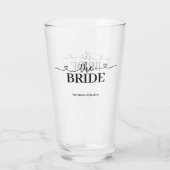 Bruid Fancy Script met Harten Bruiloft Glas (Achterkant)