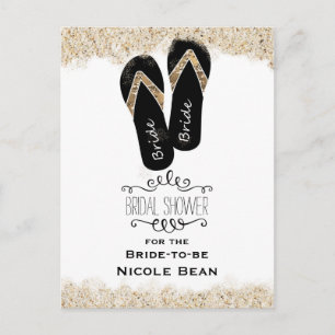 Bruid Flip Flop Sandalen Zomer Strand Bruiloft Uitnodiging Briefkaart