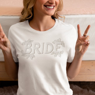Bruid geborduurde faux patch Tri-Blend shirt