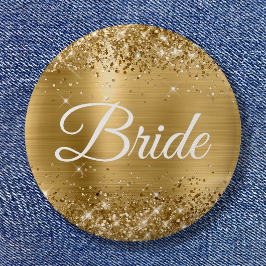 bruid-glittergoudfolie ronde button 5,7 cm