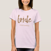 Bruid Goud Glitter Bachelorette Party T-shirt (Voorkant)