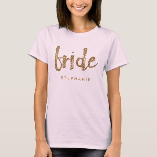 Bruid Goud Glitter Bachelorette Party T-shirt (Voorkant)