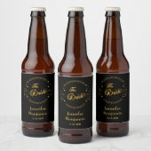 Bruid Goud Zwart Bruiloft Elegant Klassiek Bier Etiket (Flessen)