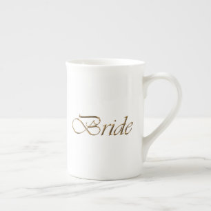 Bruid, gouden schrift elegant chic wit porselein kop