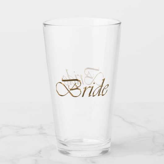 Bruid, gouden script elegant chic duidelijk drink glas (Achterkant)
