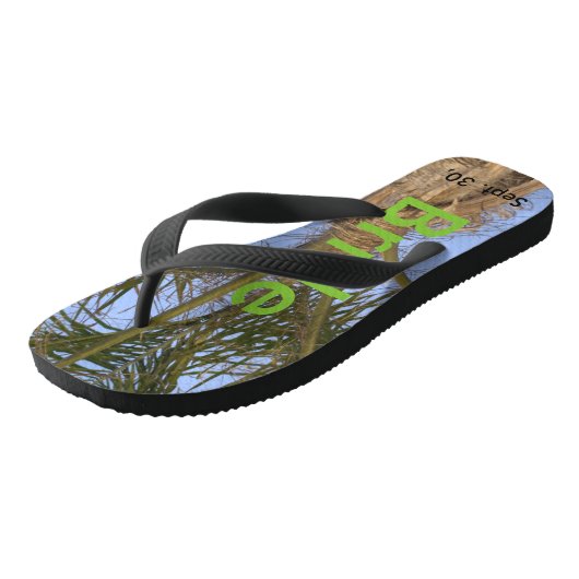 Bruid Groom Palm Trees Blue Sky Teenslippers (Schuin)