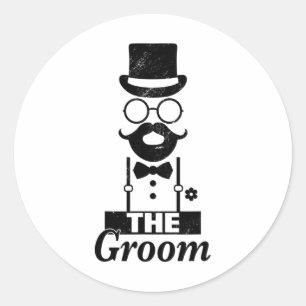 Bruid Hurkt Bruidegom Jonggezellenfeest Ronde Sticker