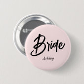 Bruid Huwelijk Blush Roze Script  Ronde Button 5,7 Cm (Voorkant /achterkant)