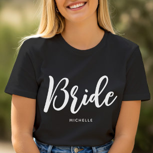 Bruid Huwelijk Persoonlijke Naam Zwart Wit T-shirt