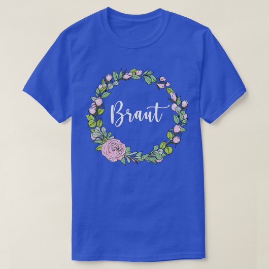 Bruid I bloemenkrans bruiloft boho stijl eucalyptu T-shirt (Design voorkant)