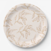 Bruid in bloei roos en gouden bloemig vrijgezellen papieren bordje (Voorkant)