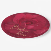 Bruid in bloei roos en gouden bloemig vrijgezellen papieren bordje (Gekanteld)