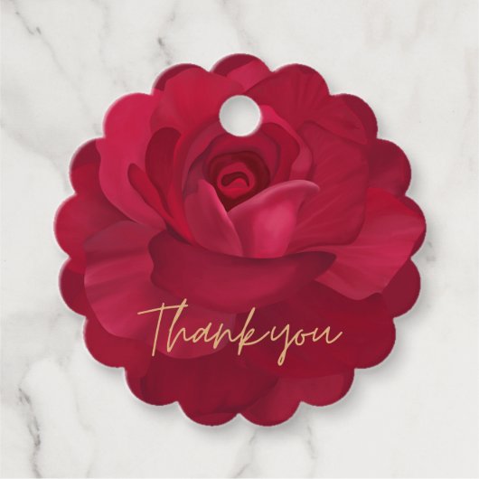 Bruid in bloei roze en gouden bloemige bruidsdouch bedankjes labels (Voorkant)