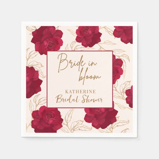 Bruid in bloei roze en gouden bloemige bruidsdouch servet (Voorkant)