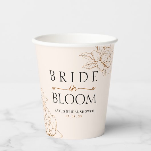 Bruid in bloei Tan bruine bruiloft Papieren Bekers (Voorkant)