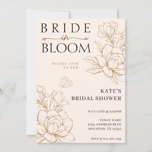 Bruid in Bloom Tan Brown Vrijgezellenfeest Kaart (Voorkant)