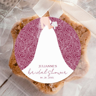 Bruid in Bruidsjurk Cranberry Vrijgezellenfeest Ronde Sticker