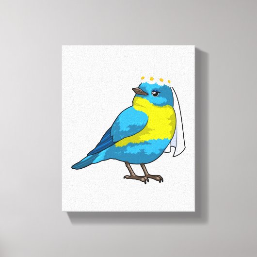 Bruid in de vorm van een vogel met bloemenkrans canvas afdruk (Voorkant)