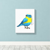 Bruid in de vorm van een vogel met bloemenkrans canvas afdruk (Insitu (Houten vloer))