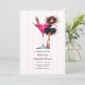 Bruid in een beetje roze Martini Bachelorette Kaart (Staand voorkant)