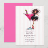 Bruid in een beetje roze Martini Bachelorette Kaart (Voorkant / Achterkant)