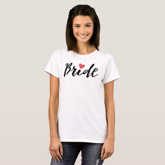 Bruid in het moderne kalligrafiescript t-shirt (Voorkant volledig)