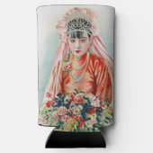 Bruid in het rood op Chinese bruiloft in Shanghai (Achterkant)