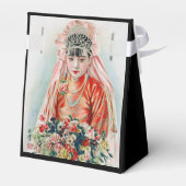 Bruid in het rood op Chinese bruiloft in Shanghai Bedankdoosjes (Achterkant)