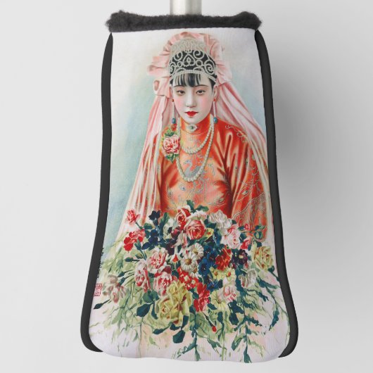 Bruid in het rood op Chinese bruiloft in Shanghai Golfheadcover (Draai 90)