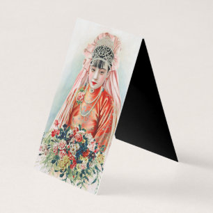 Bruid in het rood op Chinese bruiloft in Shanghai Kaart