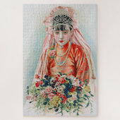 Bruid in het rood op Chinese bruiloft in Shanghai Legpuzzel (Verticaal)