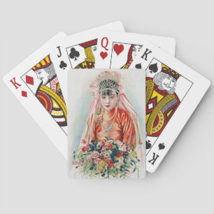 Bruid in het rood op Chinese bruiloft in Shanghai Pokerkaarten