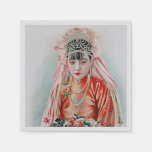 Bruid in het rood op Chinese bruiloft in Shanghai Servet