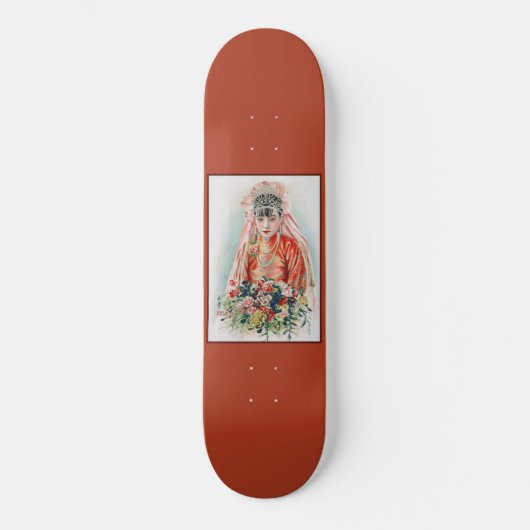 Bruid in het rood op Chinese bruiloft in Shanghai Skateboard (Voorkant)