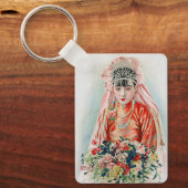 Bruid in het rood op Chinese bruiloft in Shanghai Sleutelhanger (Voorkant)