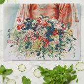 Bruid in het rood op Chinese bruiloft in Shanghai Theedoek (Gevouwen)