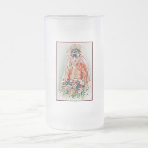 Bruid in het rood op een Chinese bruiloft in Shang Matglas Bierpul