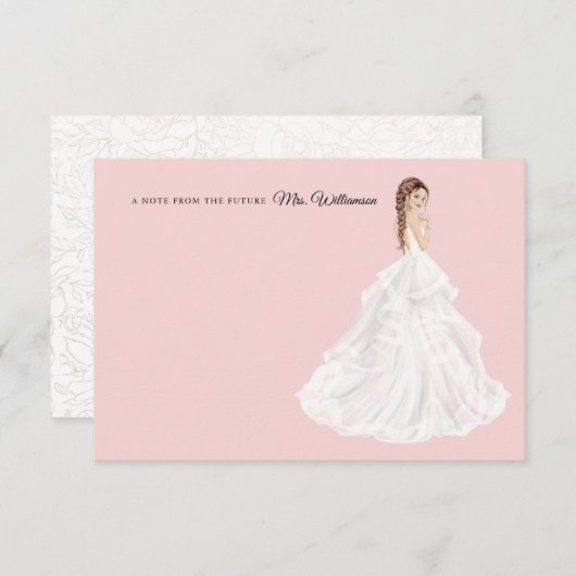 Bruid in jurk Bruiloft Bridal Shower Bedankkaart (Voorkant / Achterkant)