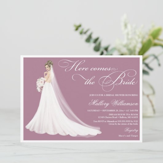 Bruid in Kant Trouwjurk Vrijgezellenfeest Kaart (Staand voorkant)