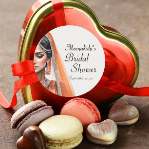 Bruid in Lehenga Choli Etnische Indiase Bruiloft F Ronde Sticker
